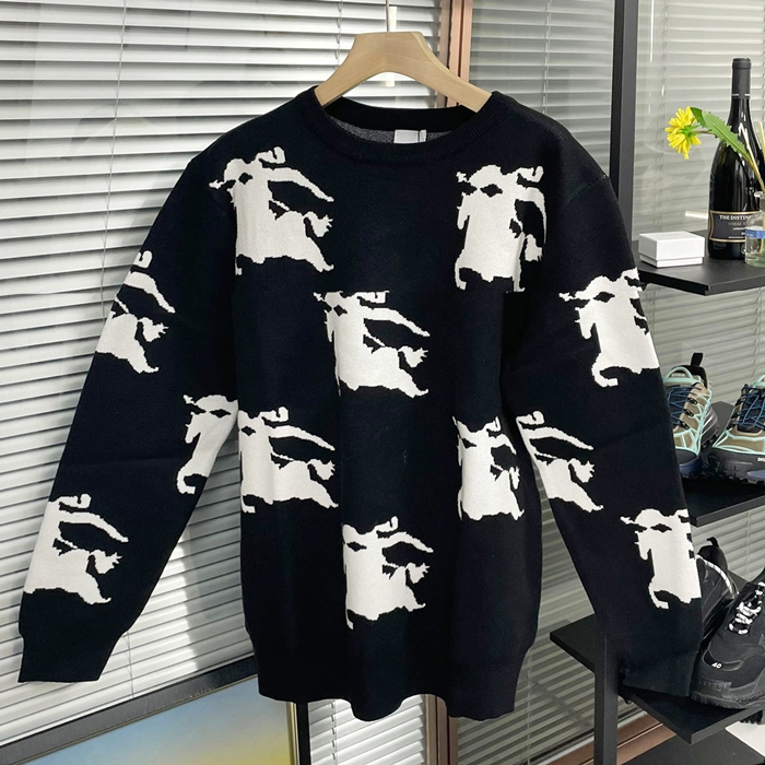 バーバリー メンズ ブラック クルーネック セーター -  - buc44x