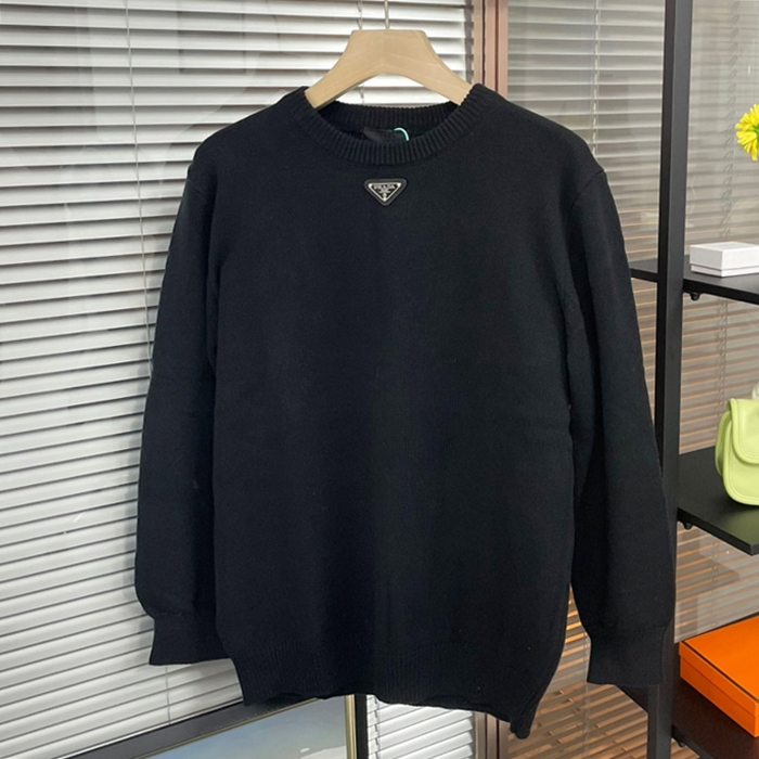 プラダ メンズ クルーネック ブラック ニット - Knits - pr865x