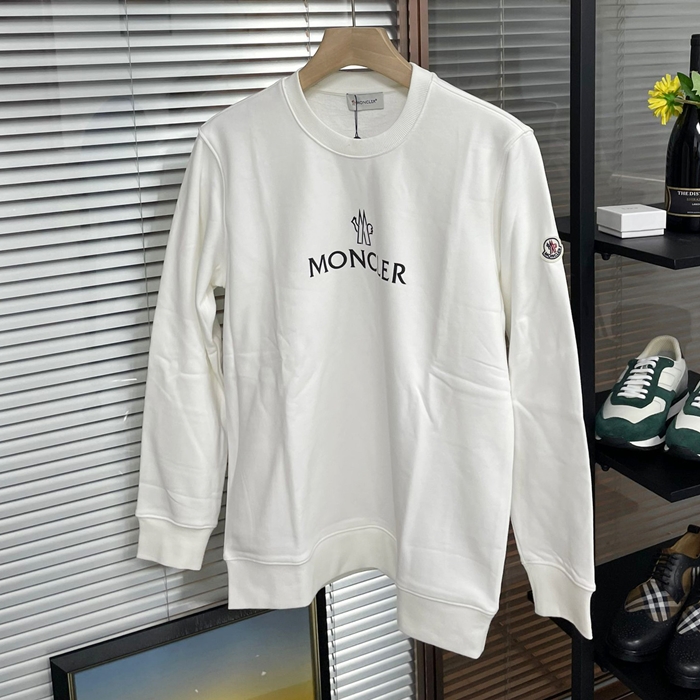 モンクレール メンズ ホワイト クルーネック スウェット - White  - cl143x