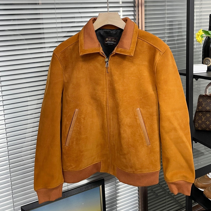 ルルレモン メンズ キャメル レザージャケット -  Camel - lo01x