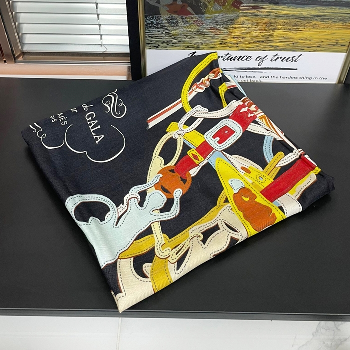 エルメス レディース ブラック スカーフ -   - he463x