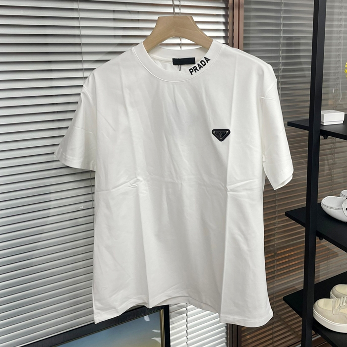 プラダ メンズ クルーネック ホワイト 半袖Tシャツ - White Short sleeved  - pr595x