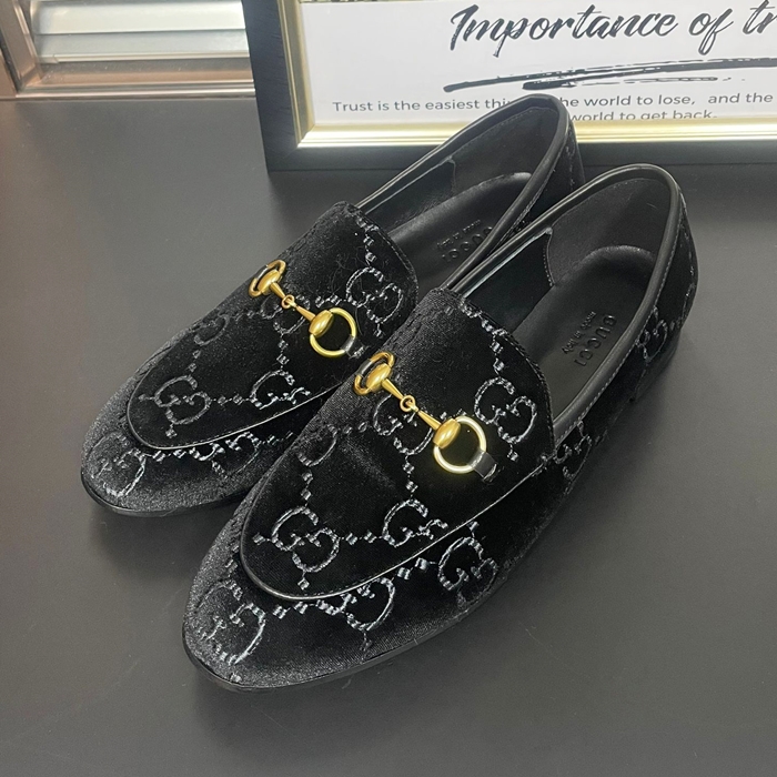 グッチ レディース レザーローファーシューズ GUC0057 (ブラウン/ブラック)