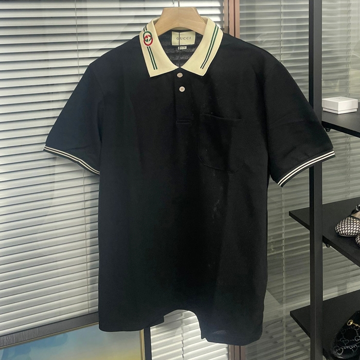 グッチ メンズ ブラック ポロ 半袖Tシャツ -Polo Short sleeved  - guc224x
