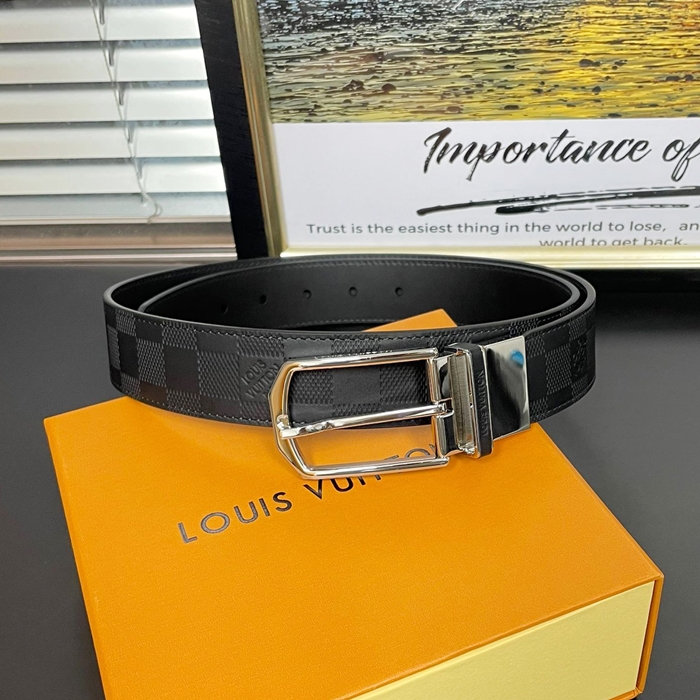   Belt,3.5cm,LOUBT0211 - ルイヴィトンメンズレザーベルト,3.5cm,ブラック