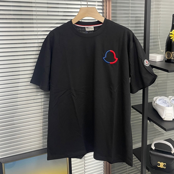 モンクレール メンズ ブラック クルーネック 半袖Tシャツ -  - mo133x