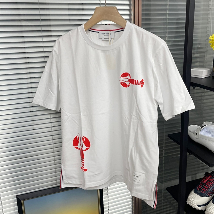 トムブラウン メンズ クルーネック ホワイト 半袖Tシャツ - White  - th50x