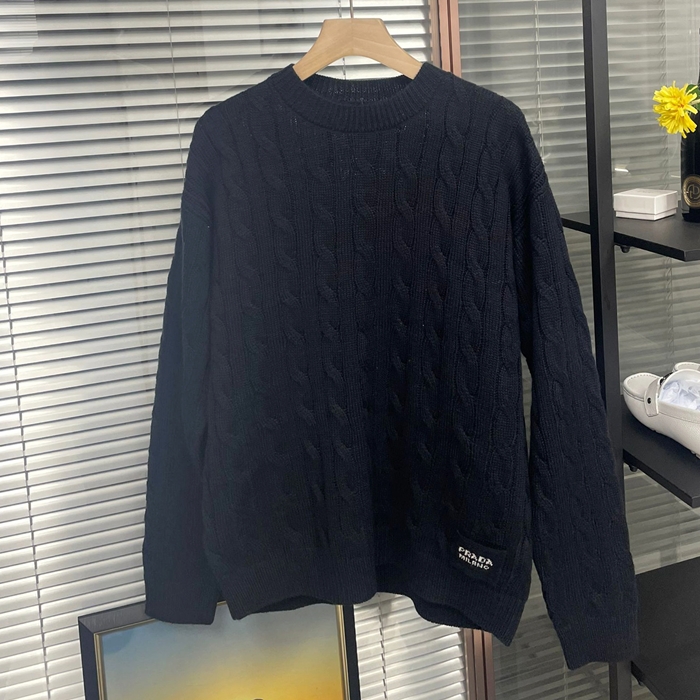 プラダ メンズ クルーネック ネイビー ニット - Navyy Knits - pra2553x