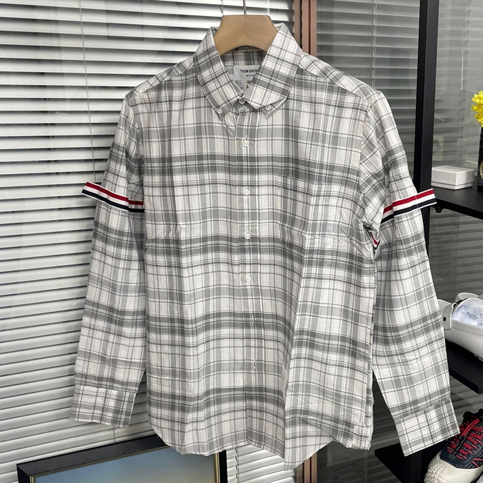 トムブラウン クラシック メンズ グレー シャツ - Gray  - tom0661x