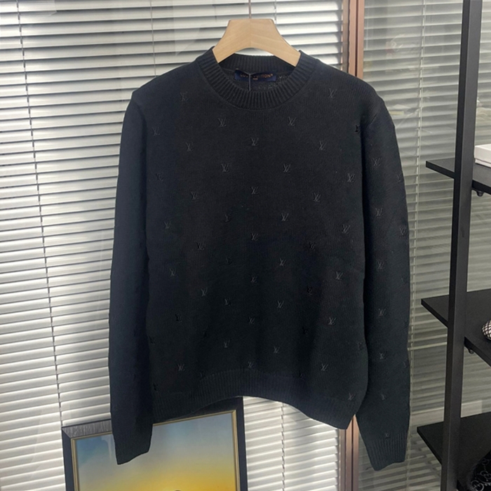 ルイヴィトン メンズ ブラック クルーネック ニット -   - lvc61x