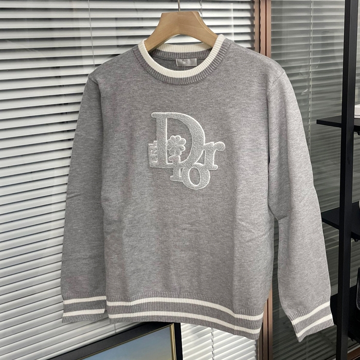 ディオール メンズ グレー クルーネック ニット -  Gray Kntis - dic39x