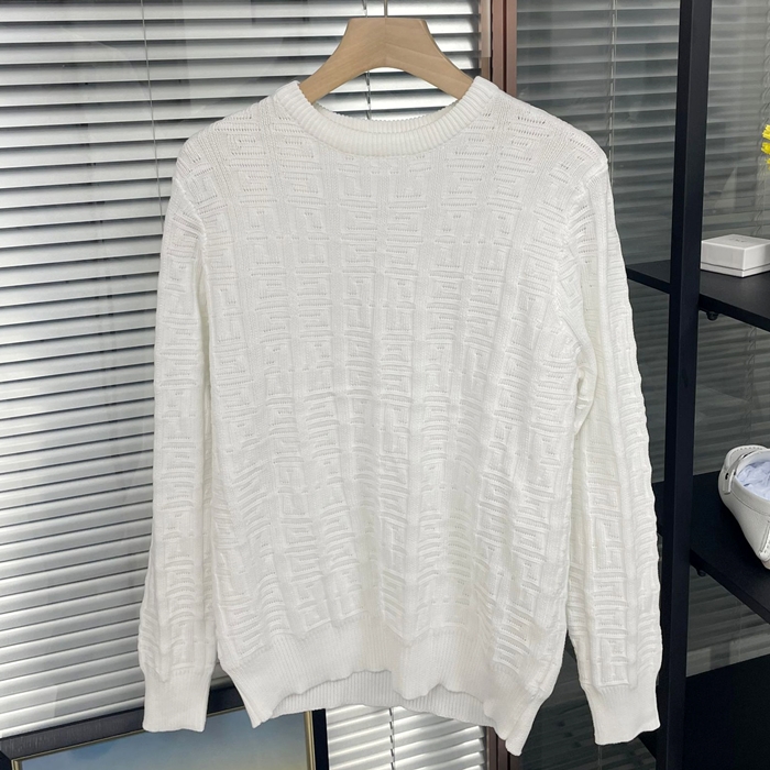 フェンディ メンズ ホワイト クルーネック セーター - White  - fec01x