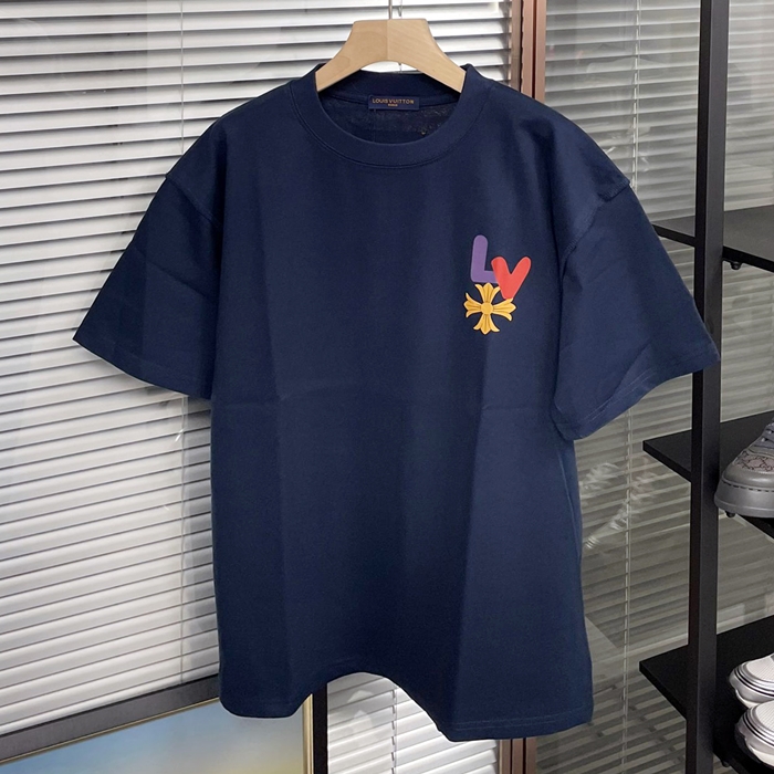 ルイヴィトン メンズ クルーネック ブラック 半袖Tシャツ -  Short sleeved 