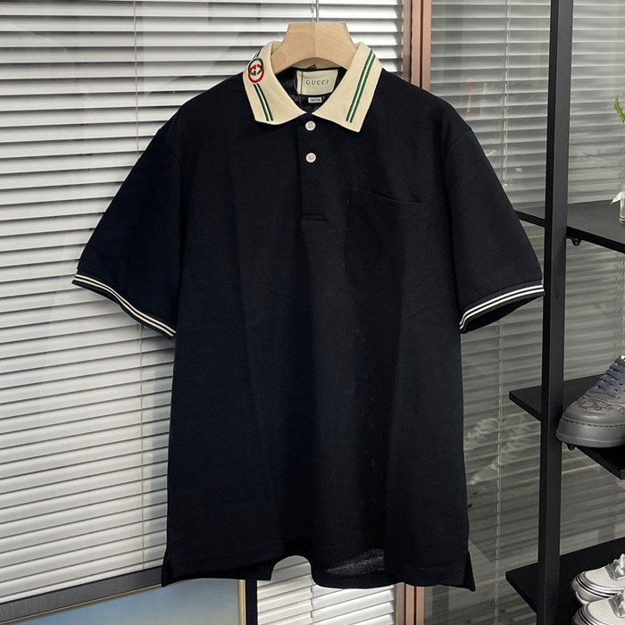 グッチ メンズ ブラック ポロ 半袖Tシャツ -Polo Short sleeved  - guc224x