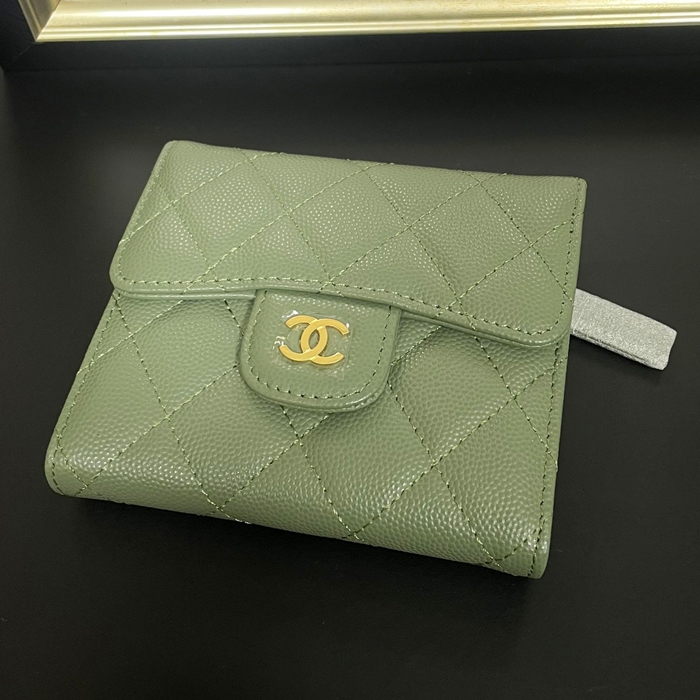  Cavier  Small Purse - シャネルレディース  キャビア 二つ折り財布 Cnl0078x.11CM グリーン