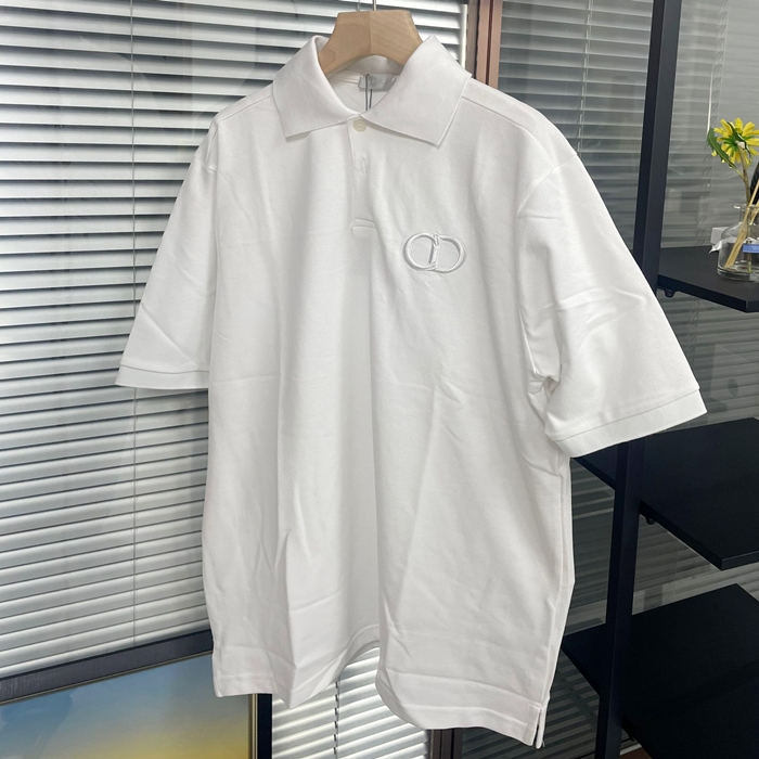 ディオール メンズ ホワイト ポロ 半袖Tシャツ -  White  - dic298x