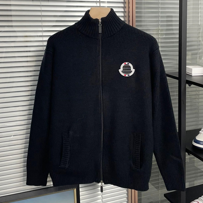 モンクレール メンズ ブラック フードジップアップ- Hoodi- mo217x