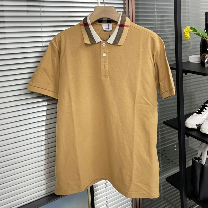 バーバリー メンズ ベージュ クルーネック 半袖Tシャツ - Short bu219x