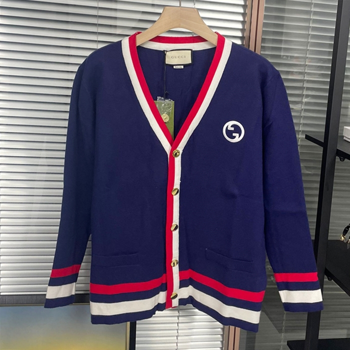 グッチ メンズ ネイビー Vネック カーディガン - - guc196x