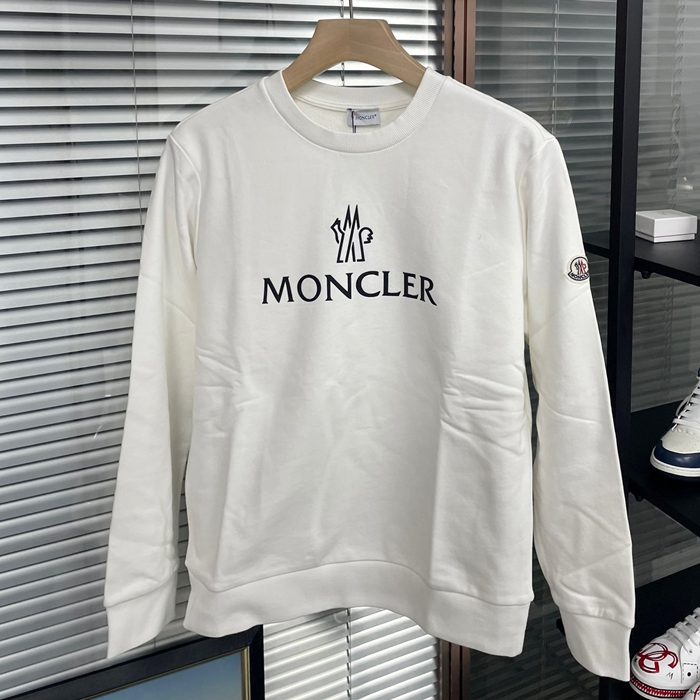 モンクレール メンズ ホワイト クルーネック スウェット - White  - cl143x