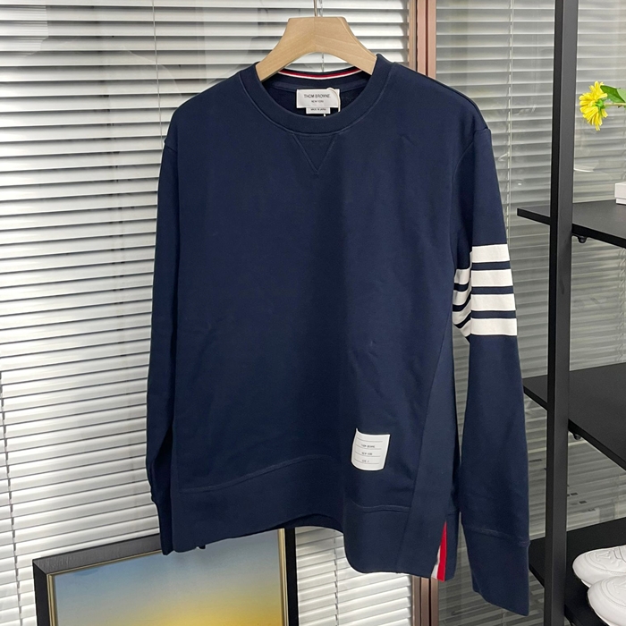 トムブラウンユニセックス クルーネック 長袖Tシャツ Thom0972x.Size(s - 3xl).ネイビー