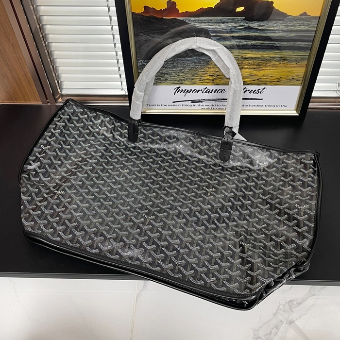   47/57CM - ゴヤールレザーブラック リバーシブル トート ショッパーバッグ,GYB0033,47/57CM