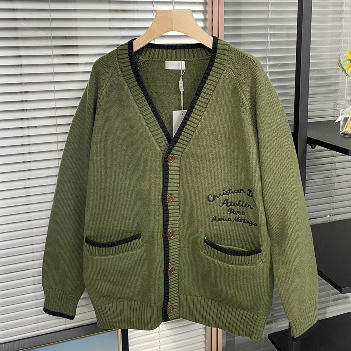 ディオール ユニセックス カーキ Vネック カーディガン - Khaki  - di850x