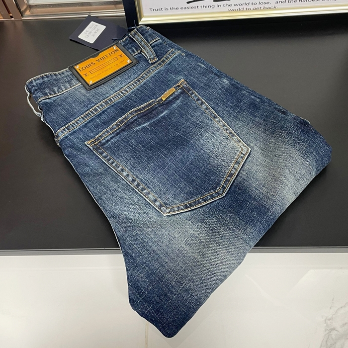 Casual Slim Fit ルイヴィトンメンズ カジュアル スリムフィット デニム パンツ Lou01248x.ブルー