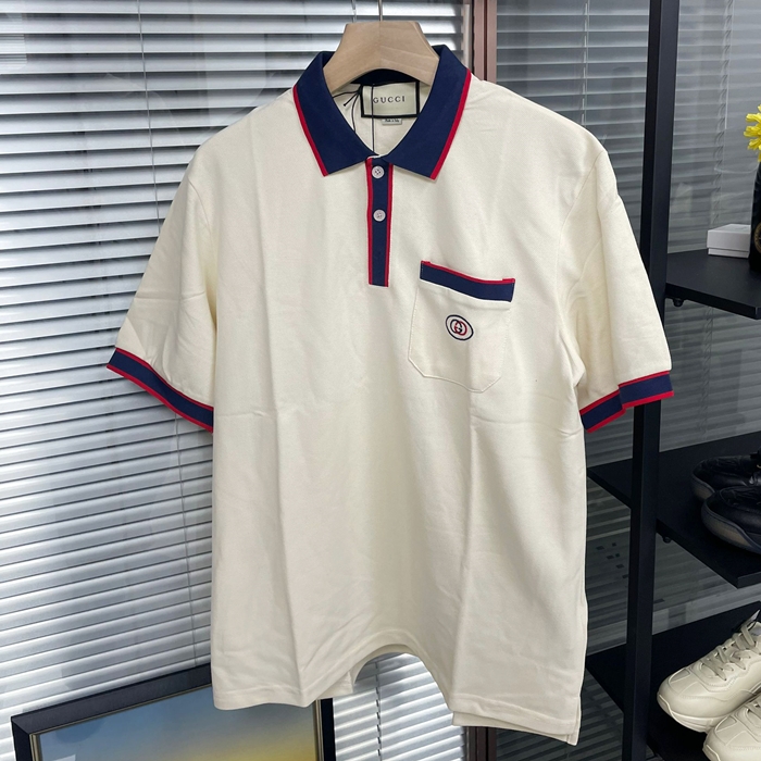 グッチ メンズ アイボリー ポロ 半袖Tシャツ -Polo Short sleeved  - guc229x