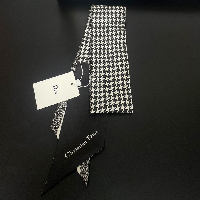 ディオール 몽테인 ブラック 앤 ホワイト シルク 트윌  スカーフ  -   - acc313x