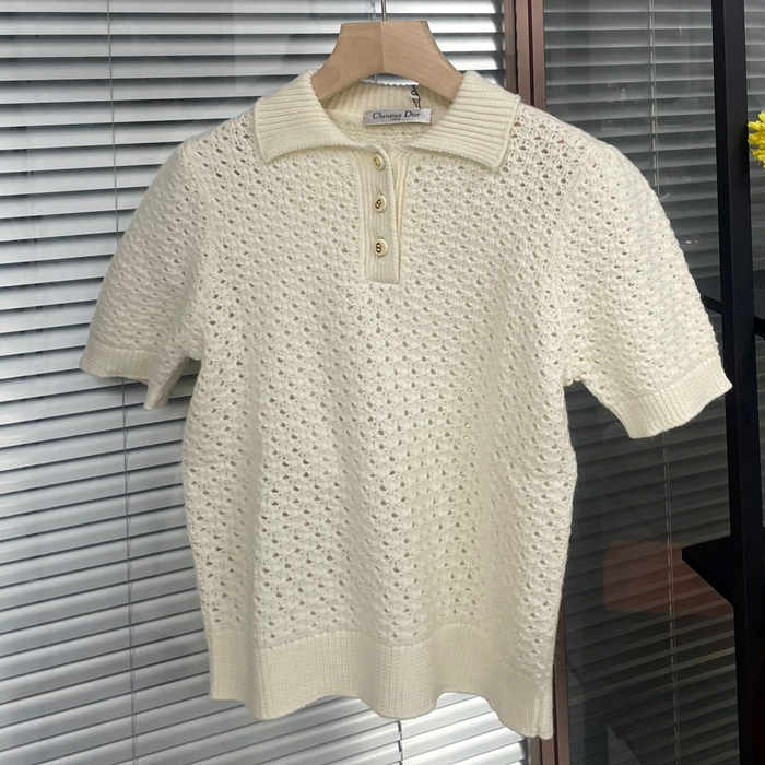 ディオール レディース アイボリー 半袖 ニット -   Ivory Kint - di349x