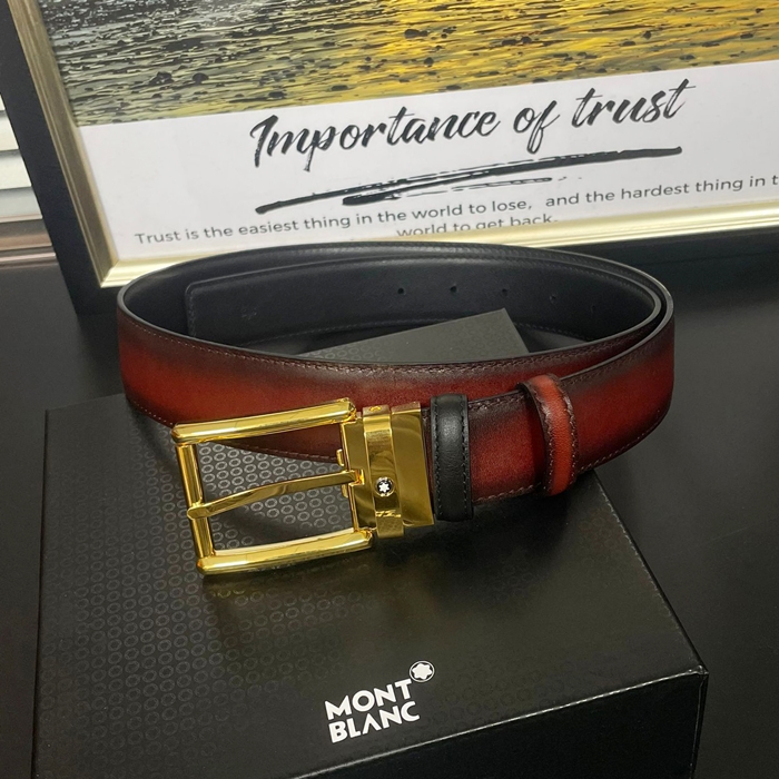 c Buckle  - モンブラン  メンズ ビジネス クラシック バックルレザーベルト Mont0040x.レッド