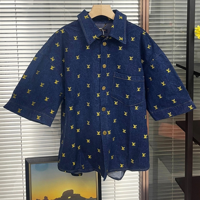 ルイヴィトン メンズ ブルー 半袖 シャツ -lvc341x
