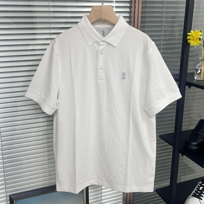ブルネロクチネリ メンズ ホワイト ポロ 半袖Tシャツ -  Cucinelli White - brc305x