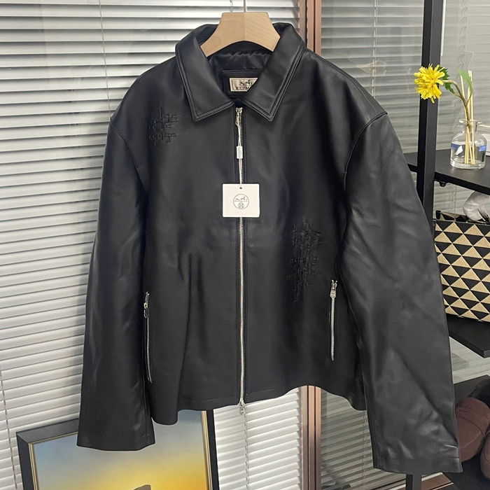 エルメス メンズ ブラック レザージャケット -  - her272x