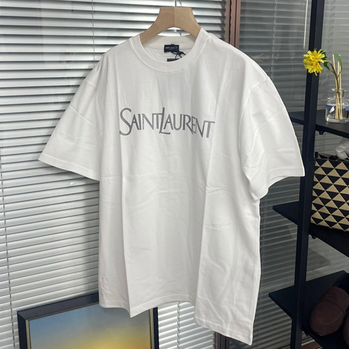 サンローラン メンズ ホワイト 半袖Tシャツ - Saint laurent White  - ysc15x