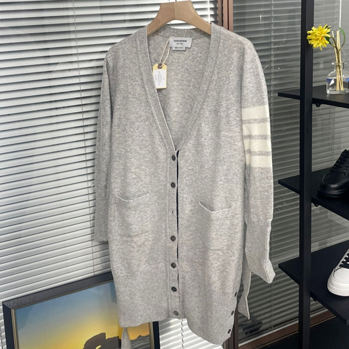 Strap   - トムブラウンレディース ストラップ Vネック カーディガン Thom01186xグレー