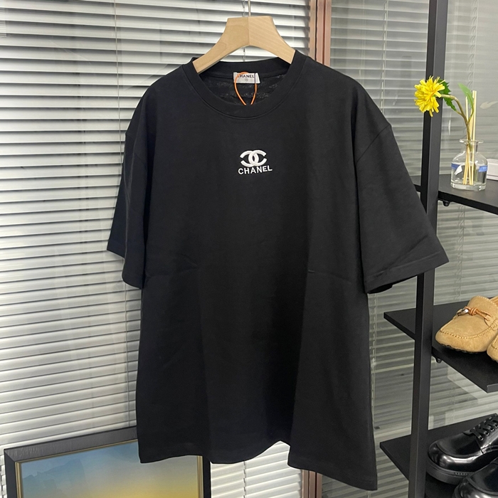 Short シャネル2024 ユニセックス LOGO コットン 半袖Tシャツ Cnl0721x Size(s - xl) ブラック