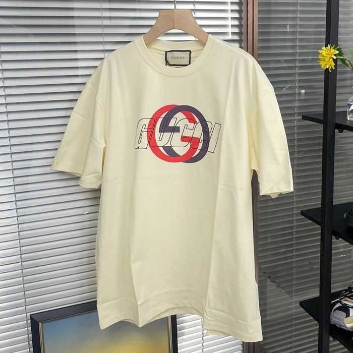 グッチ メンズ アイボリー 半袖Tシャツ -Ivory  - guc325x