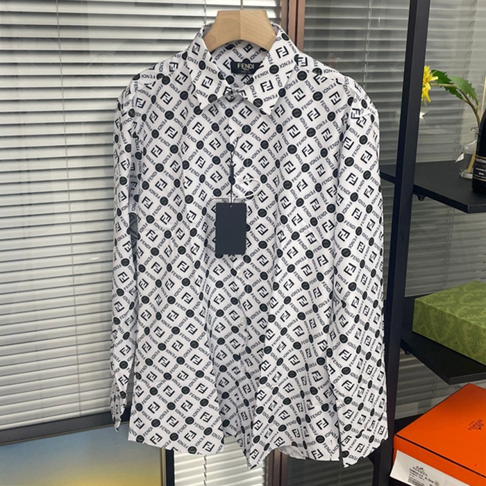 FendiShirt - フェンディメンズ LOGO コットン シャツ Fen0958x.Sizeホワイト