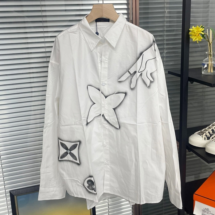 shirts - ルイヴィトンメンズ LOGO コットン シャツ Lou01594x.Size(s - xl).ホワイト