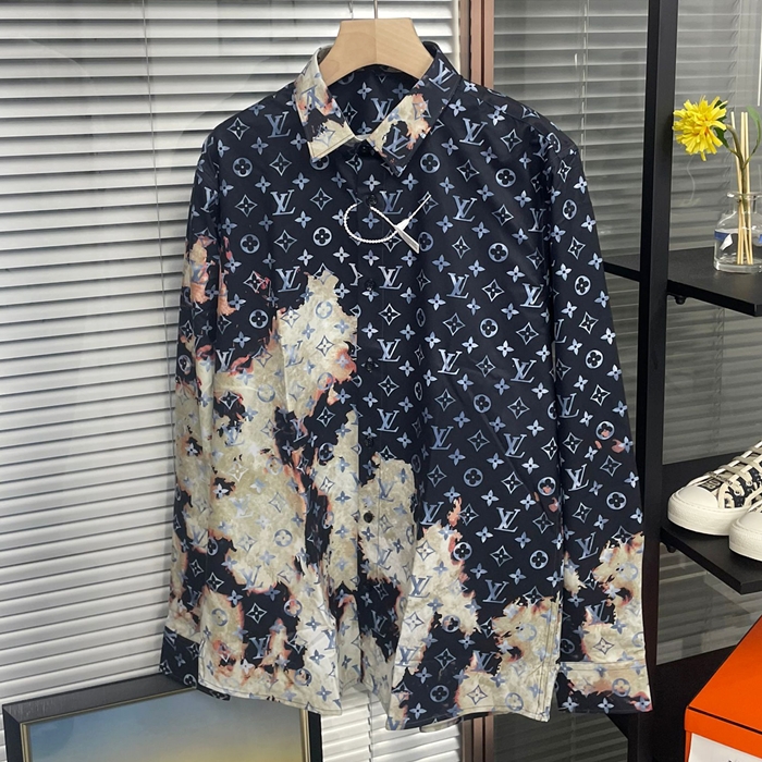 LogoSilket shirts - ルイヴィトンメンズ LOGO カジュアル シルク シャツ Lou01598x.Size(s - 3xl).ブラック