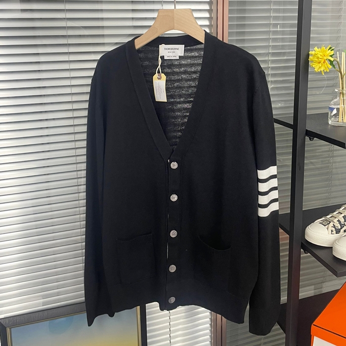 Strap   - トムブラウンユニセックス ストラップ Vネック カーディガン Thom01412x Size ブラック