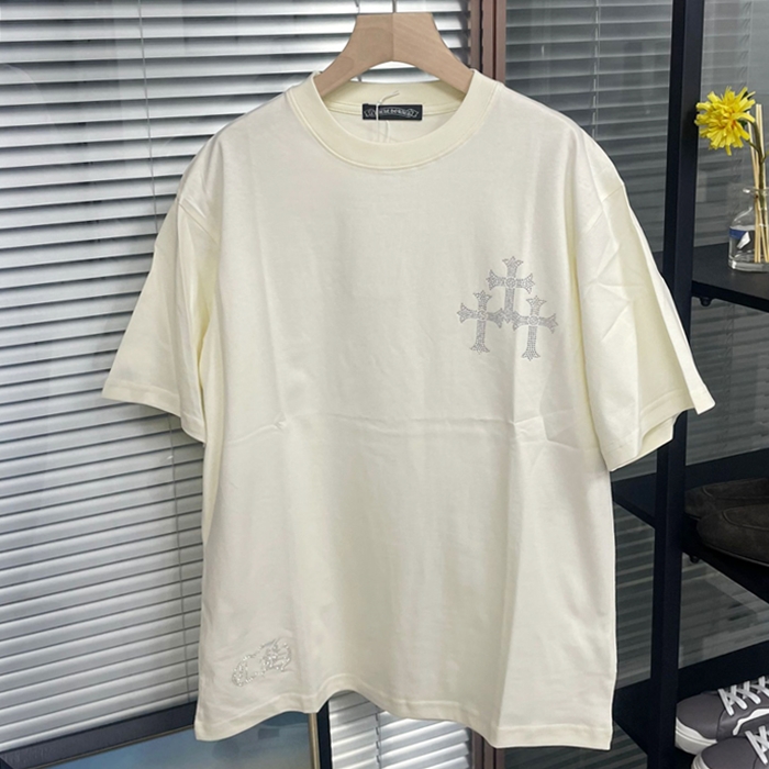 クロムハーツ メンズ ホワイト 半袖Tシャツ - White  - chc130x