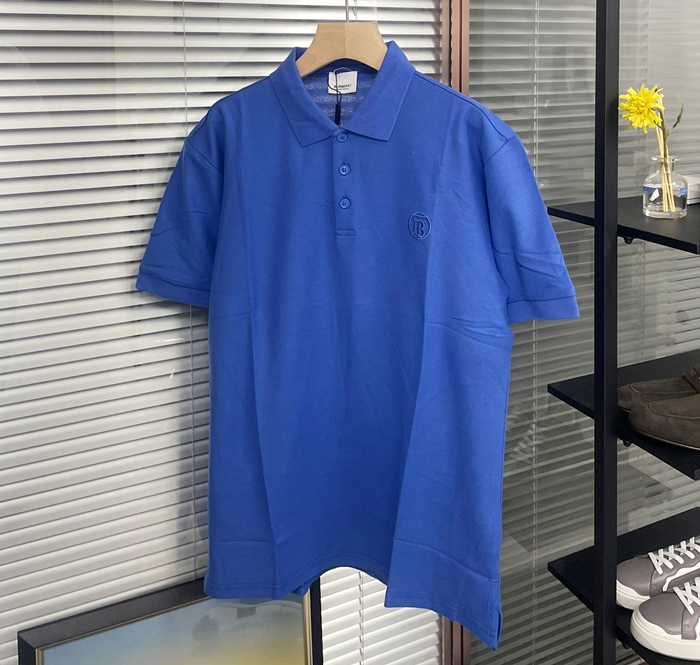 バーバリー メンズ ブルー クルーネック 半袖Tシャツ -  Short bu186x