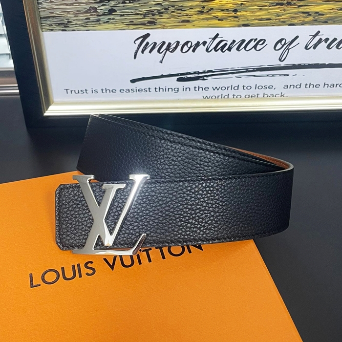   - ルイヴィトンメンズ リバーシブルレザーベルト LOUBT0055.Size(4.0cm).ブラック+ライトブラウン(),ブラック+ライトブラウン(シルバー)