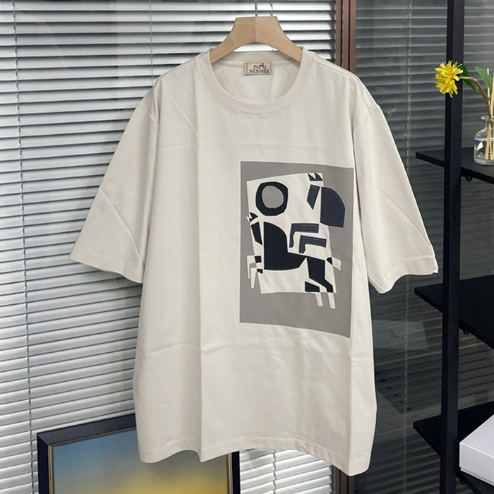 エルメス メンズ ホワイト 半袖Tシャツ -  White  - he173x