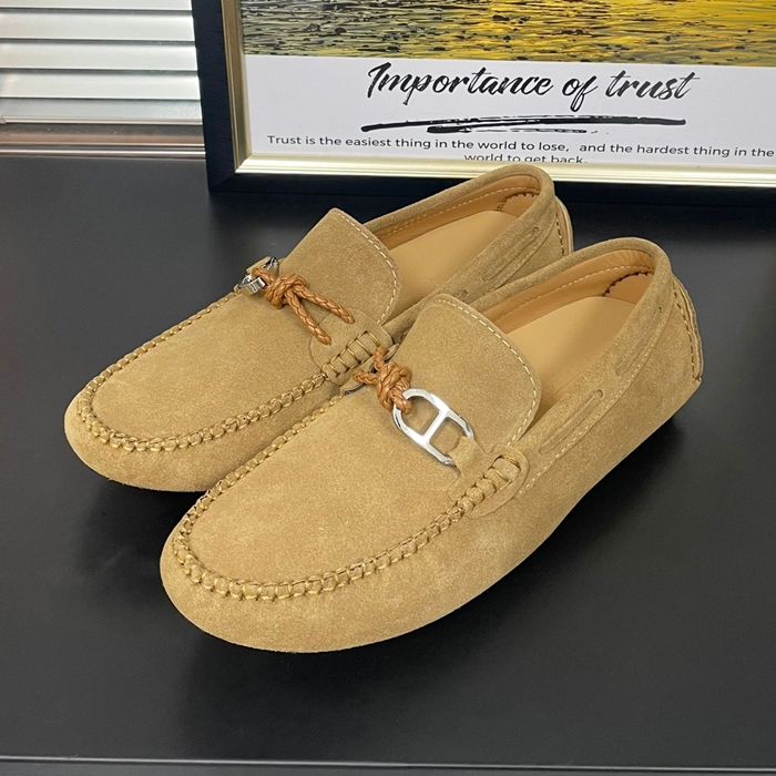   Loafer,HERS0473 - エルメスメンズ レザーローファーカーキ
