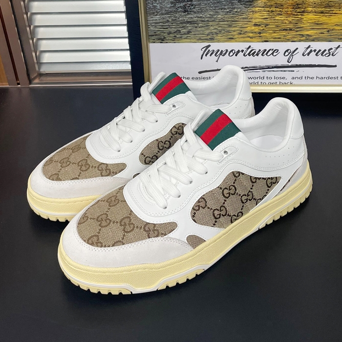 グッチ ユニセックス ベージュ スニーカー -Re-Web  - gus136x