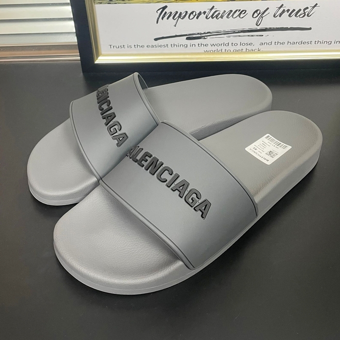 バレンシアガ メンズ チャコールプルスライド サンダル  -  Gray  - ba633x